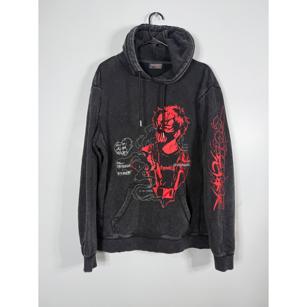 Corpse Husband Miss You Hoodie Mens Medium‎ Faded Black Red Graphic Pullover